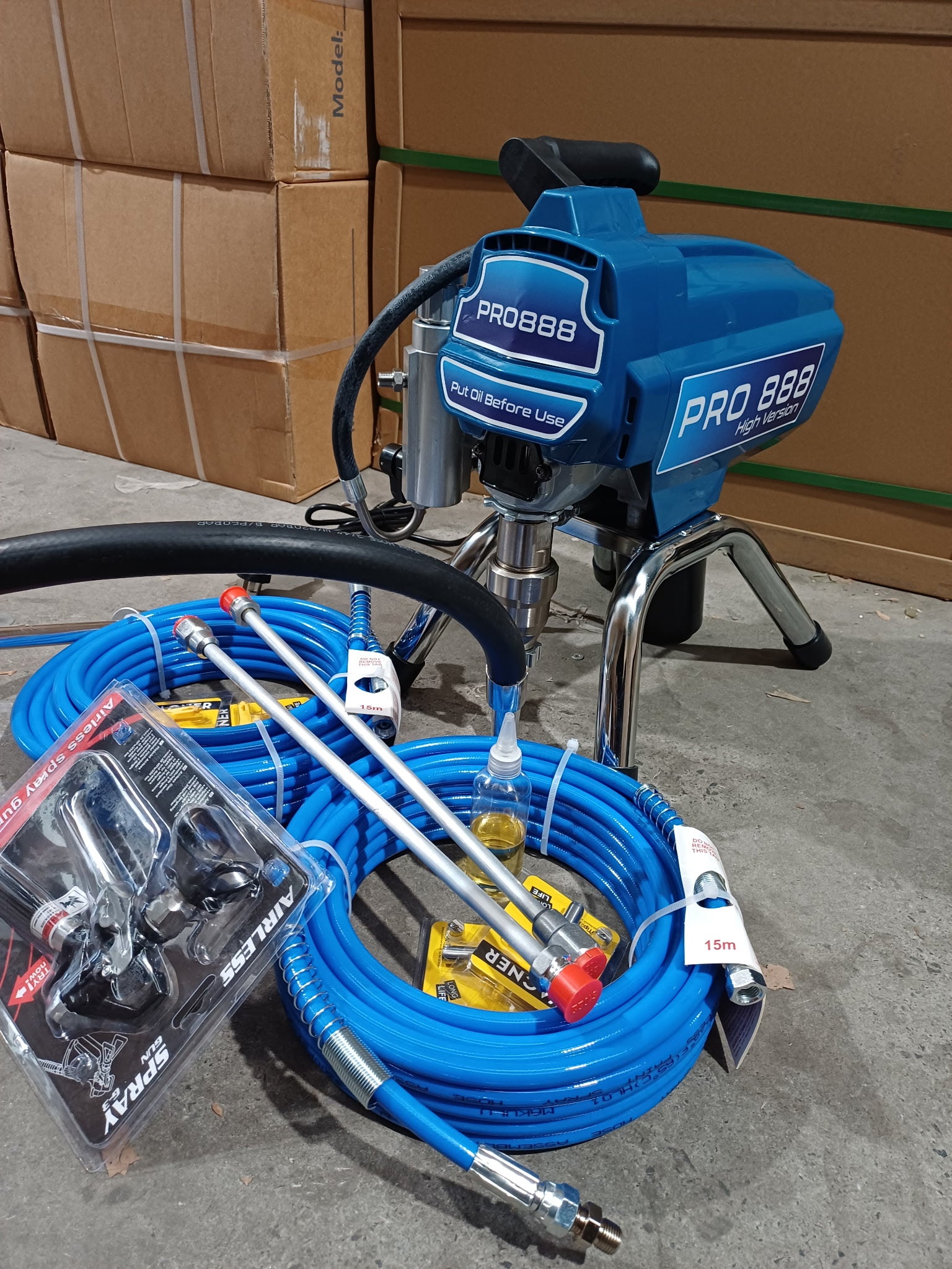 PRO 888 6 HP 3500 PSI AIRLESS PAINT SPRAYER SPRAY GUN 2 wand 5/15 /17/ 19 6/21