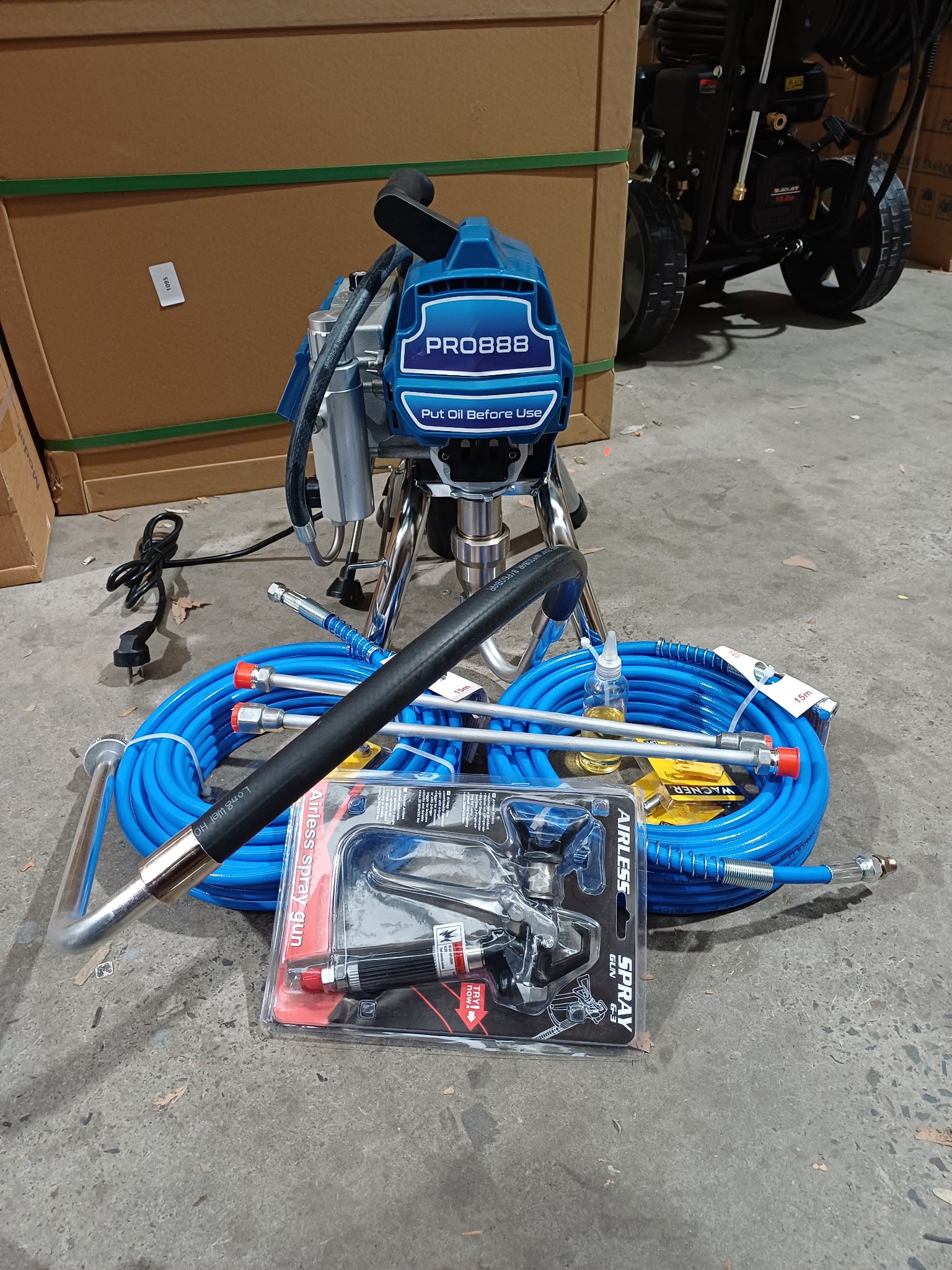 PRO 888 6 HP 3500 PSI AIRLESS PAINT SPRAYER SPRAY GUN 2 wand 5/15 /17/ 19 6/21